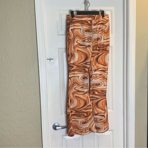 Nasty Gal Recycled Marble Print Flare Pants Size 10 - Picture 11 of 12